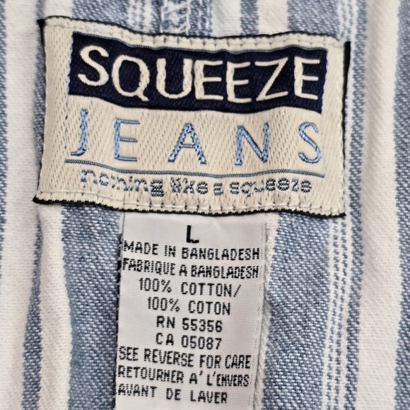 Squeeze Jeans Overall Shorts Denim Blue y2k Eyelace Ruffle Trim Whimsy Cottage L - Picture 7 of 15